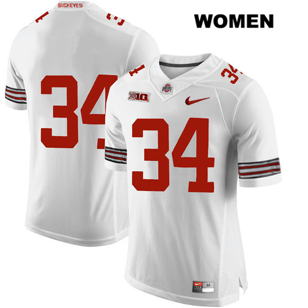 Ohio State Buckeyes Women's Mitch Rossi #34 White Authentic Nike No Name College NCAA Stitched Football Jersey XQ19V73FK